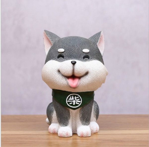Grey Cute Resin Dog Piggy Bank Box Cute Gift Home Decoration, Size: Small - Image 2