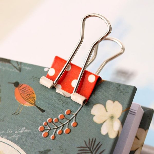 24 PCS 38mm Printed Metal Paper Clip Office School Binding Supplies - Image 2