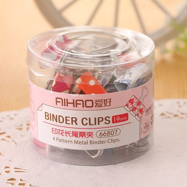 24 PCS 38mm Printed Metal Paper Clip Office School Binding Supplies - Image 3