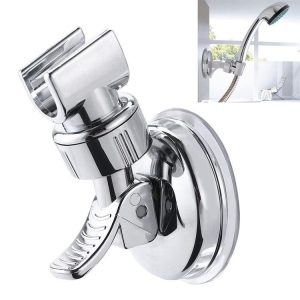 Shower Head Handset Holder Chrome Bathroom Wall Mount Adjustable Suction Bracket (Fully Plated)