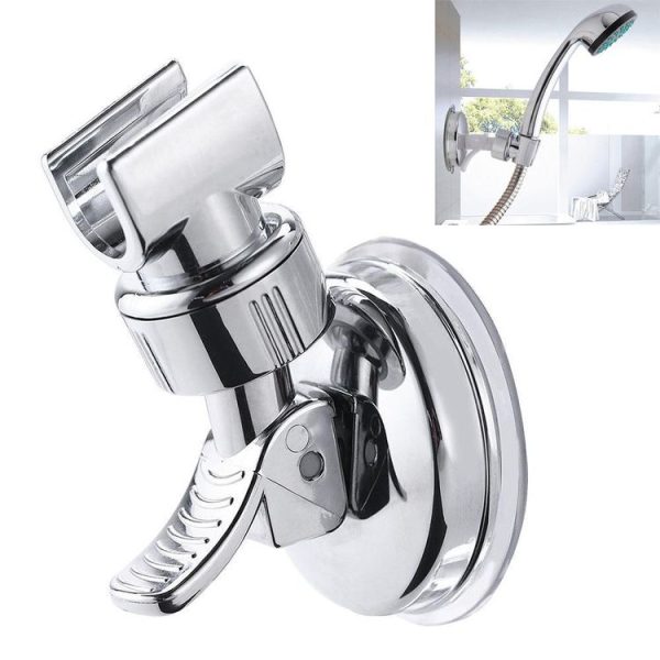 Shower Head Handset Holder Chrome Bathroom Wall Mount Adjustable Suction Bracket (Fully Plated) - Image 2