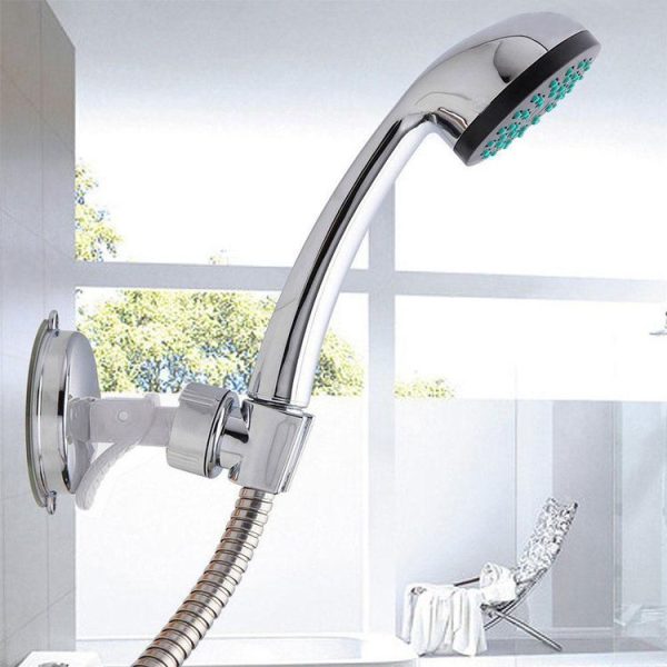 Shower Head Handset Holder Chrome Bathroom Wall Mount Adjustable Suction Bracket (Fully Plated) - Image 7