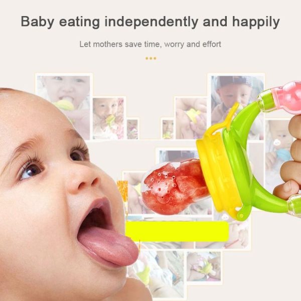Baby Nipple Fresh Food Fruit Milk Feeding Bottles Learn Feeding Drinking Handle Teething Pacifier with Bell, Size: S (Pink) - Image 10