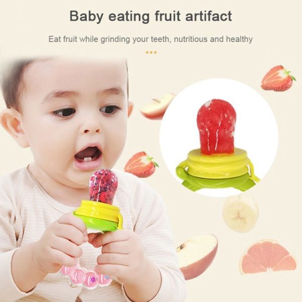 Baby Nipple Fresh Food Fruit Milk Feeding Bottles Learn Feeding Drinking Handle Teething Pacifier with Bell, Size: S (Pink) - Image 11