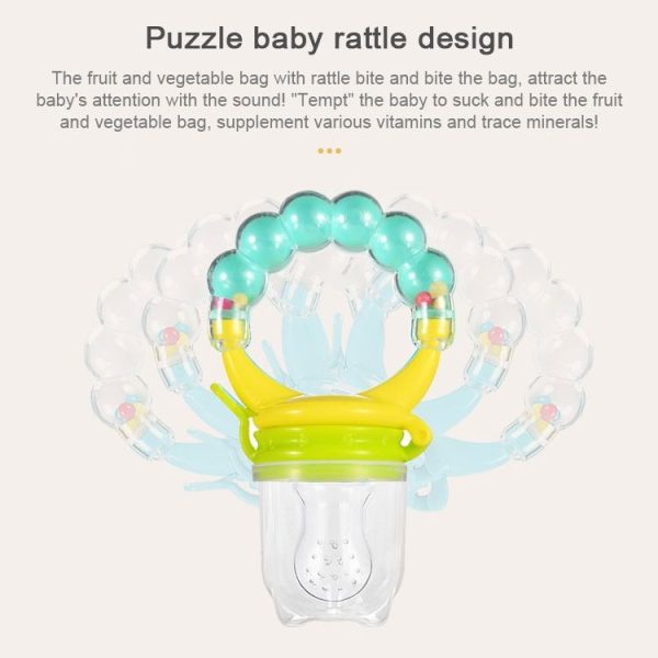 Baby Nipple Fresh Food Fruit Milk Feeding Bottles Learn Feeding Drinking Handle Teething Pacifier with Bell, Size: S (Pink) - Image 5