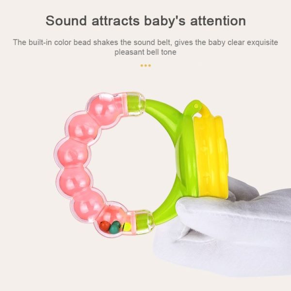 Baby Nipple Fresh Food Fruit Milk Feeding Bottles Learn Feeding Drinking Handle Teething Pacifier with Bell, Size: S (Pink) - Image 6