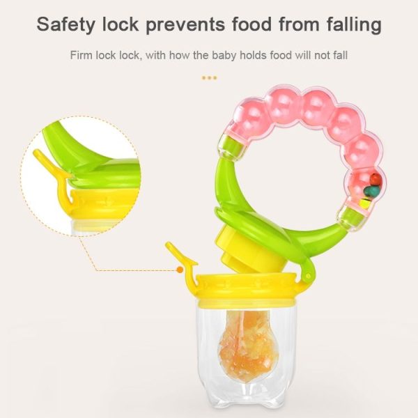 Baby Nipple Fresh Food Fruit Milk Feeding Bottles Learn Feeding Drinking Handle Teething Pacifier with Bell, Size: S (Pink) - Image 8