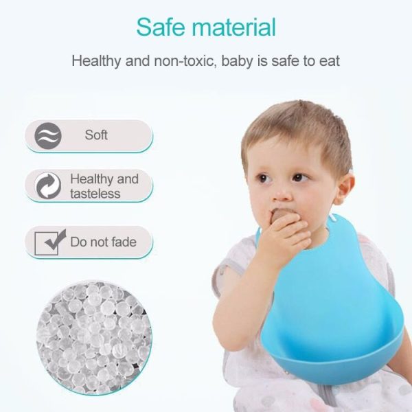Baby Infant Toddler Waterproof Silicone Bib Infants Feeding Lunch Roll-up Apron (Rose Red) - Image 7