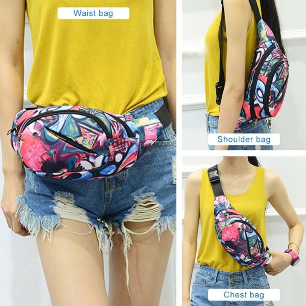 Color Printing Multi-function Casual Pockets Ladies Outdoor Purse Waist Bag (winter Jasmine Pattern) - Image 7