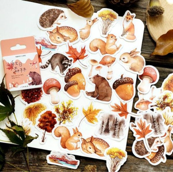 2 PCS Autumn Forest Creative Handbag Fresh Decorative Shaped Sealing Sticker