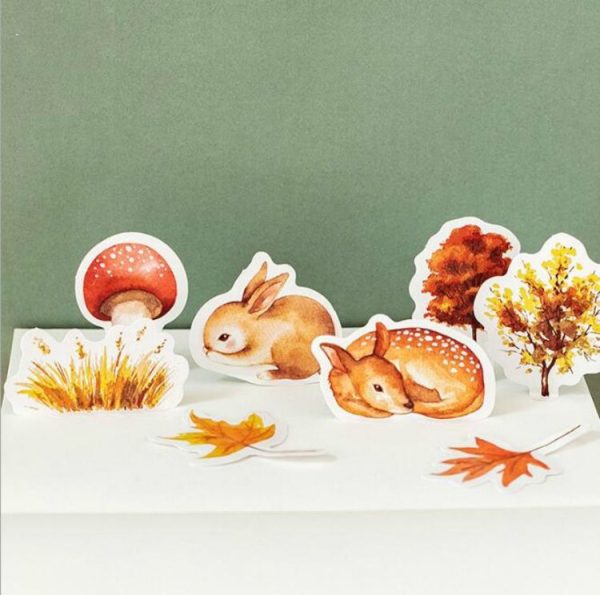 2 PCS Autumn Forest Creative Handbag Fresh Decorative Shaped Sealing Sticker - Image 2