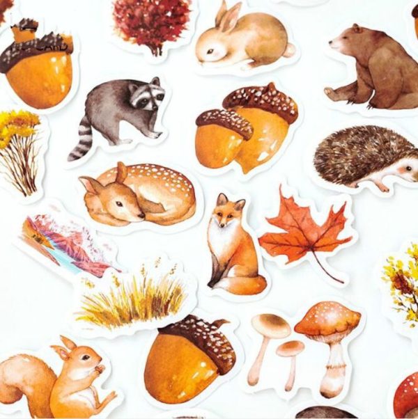 2 PCS Autumn Forest Creative Handbag Fresh Decorative Shaped Sealing Sticker - Image 4
