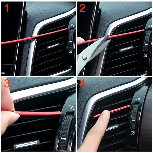 10 PCS Car Interior Mouldings Decorative Air Conditioning Outlet U-shaped Bright Strip Clip (Red) - Image 5