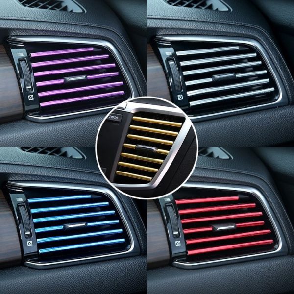 10 PCS Car Interior Mouldings Decorative Air Conditioning Outlet U-shaped Bright Strip Clip (Red) - Image 7