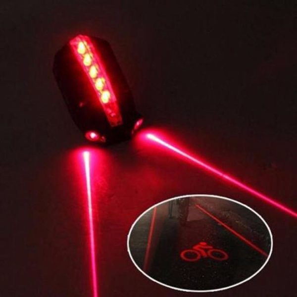 Bicycle Taillights 2 Laser Beams +5 Superbright Red LED Indicators with Safety Warning Bicycle Logo - Image 5