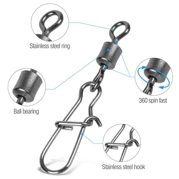10pcs / Pack Stainless Steel Fishing Connector Bearing Rolling Swivel Connector Fishing Gear Accessories (1 (40mm)) - Image 3