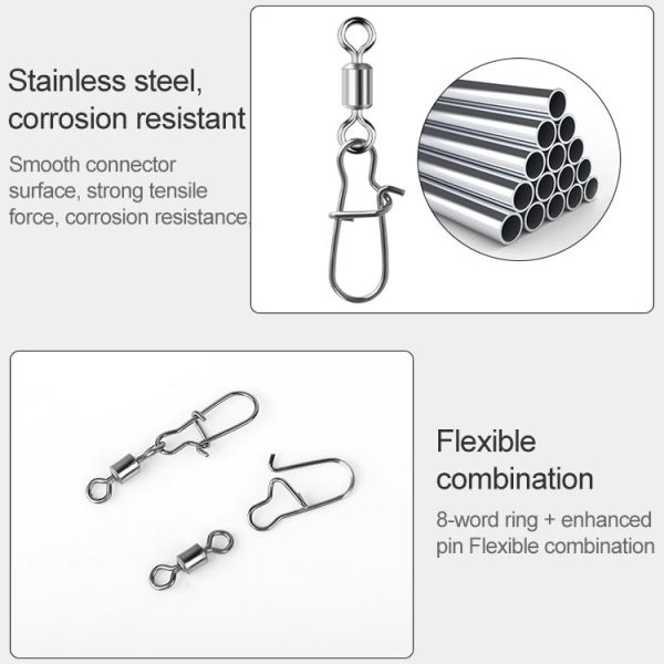 10pcs / Pack Stainless Steel Fishing Connector Bearing Rolling Swivel Connector Fishing Gear Accessories (1 (40mm)) - Image 6