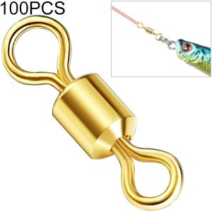 100 PCS Fishing Tackle Supplies Zimu Swivel Gold-plated Swivel Fishing Accessories, Specification: Length 0.8cm (Gold)