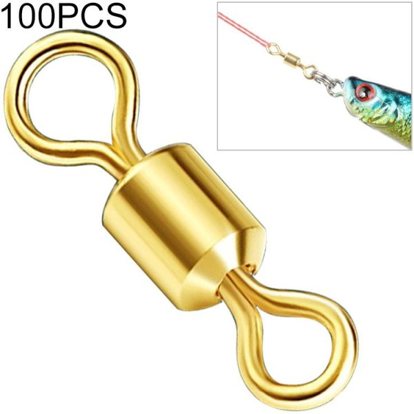 100 PCS Fishing Tackle Supplies Zimu Swivel Gold-plated Swivel Fishing Accessories, Specification: Length 0.8cm (Gold)