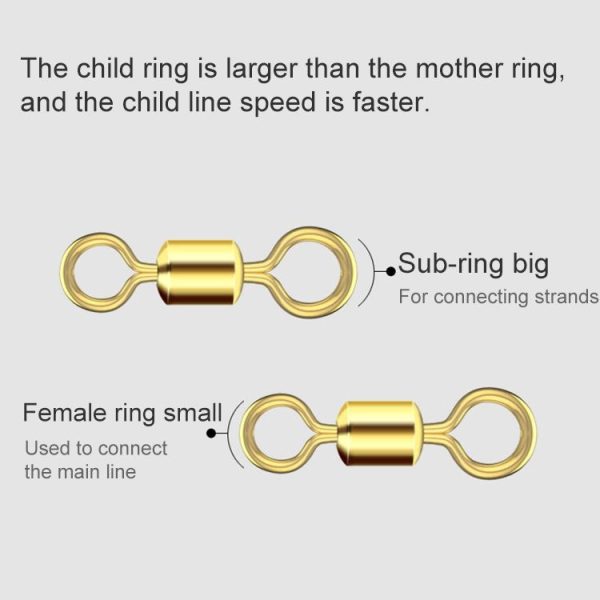 100 PCS Fishing Tackle Supplies Zimu Swivel Gold-plated Swivel Fishing Accessories, Specification: Length 0.8cm (Gold) - Image 3