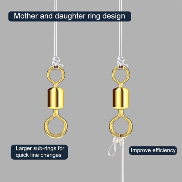 100 PCS Fishing Tackle Supplies Zimu Swivel Gold-plated Swivel Fishing Accessories, Specification: Length 0.8cm (Gold) - Image 4