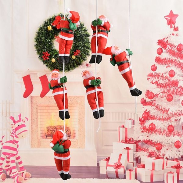 Christmas Pendant Ladder Santa Claus Doll Tree New Year Ornaments (25cm three person rope) - Image 3