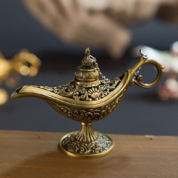 Aladdin Magic Lamp Metal Crafts Wish Lamp Aromatherapy Home Creative Decoration Gift (Bronze) - Image 2