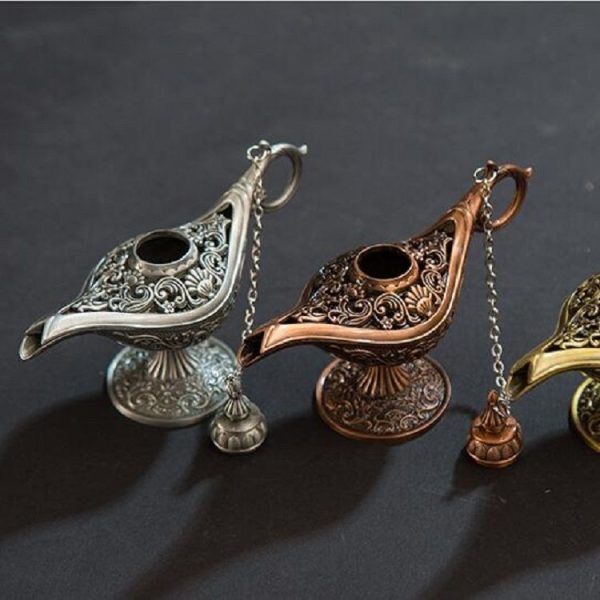 Aladdin Magic Lamp Metal Crafts Wish Lamp Aromatherapy Home Creative Decoration Gift (Bronze) - Image 3
