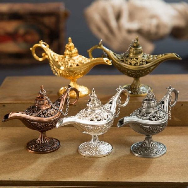 Aladdin Magic Lamp Metal Crafts Wish Lamp Aromatherapy Home Creative Decoration Gift (Bronze) - Image 4