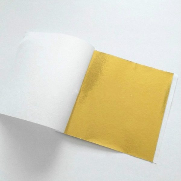 100 PCS 9x9CM Imitation Gold Leaf Hotel Decorative Sticker (Gold Foil) - Image 2