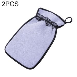 2 PCS Shower Bath Gloves Exfoliating Wash Skin Spa Massage Bathroom Cleaning Tools (Purple)