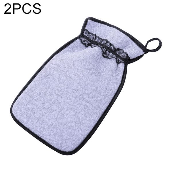 2 PCS Shower Bath Gloves Exfoliating Wash Skin Spa Massage Bathroom Cleaning Tools (Purple)