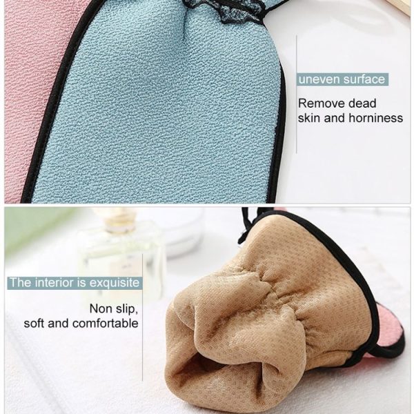 2 PCS Shower Bath Gloves Exfoliating Wash Skin Spa Massage Bathroom Cleaning Tools (Purple) - Image 3