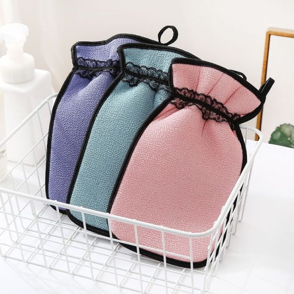 2 PCS Shower Bath Gloves Exfoliating Wash Skin Spa Massage Bathroom Cleaning Tools (Purple) - Image 6