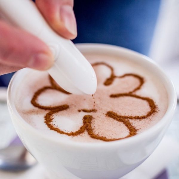 New Electric Latte Art Pen For Coffee Cake Pen For Spice Cake Decorating Pen Coffee Carving Pen Baking Pastry Tools (White) - Image 4
