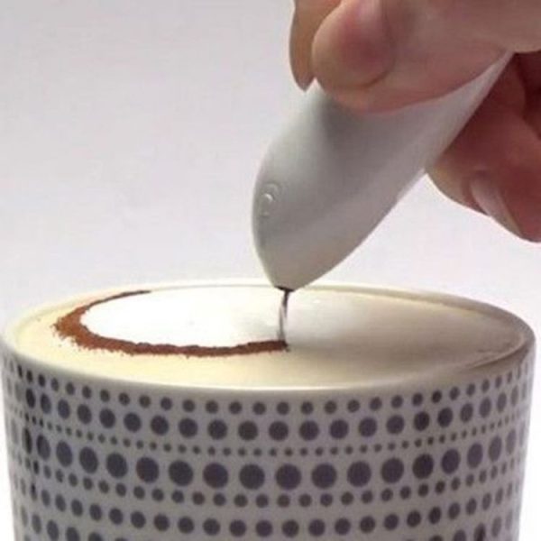 New Electric Latte Art Pen For Coffee Cake Pen For Spice Cake Decorating Pen Coffee Carving Pen Baking Pastry Tools (White) - Image 6