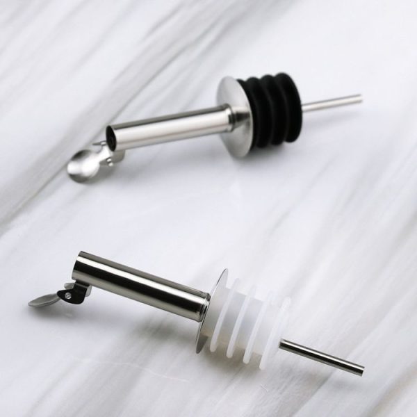5 PCS Glass Bottle Stopper Stainless Steel Oil Stopper Silicone Stopper White Hat Automatic Cap - Image 4