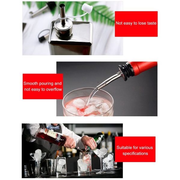 5 PCS Glass Bottle Stopper Stainless Steel Oil Stopper Silicone Stopper Black Hat Automatic Cap - Image 6