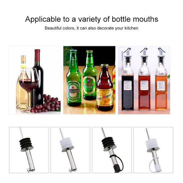 5 PCS Glass Bottle Stopper Stainless Steel Oil Stopper Silicone Stopper Black Hat Automatic Cap - Image 7