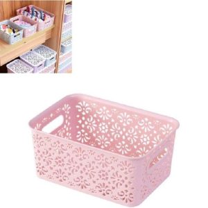 L 34x23x10cm Desktop Skin Care Products Storage Rack Underwear Storage Plastic Box (Pink)