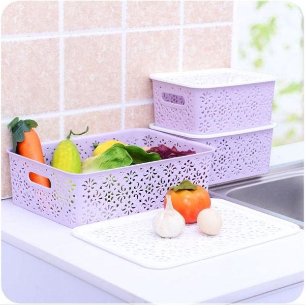 L 34x23x10cm Desktop Skin Care Products Storage Rack Underwear Storage Plastic Box (Pink) - Image 5