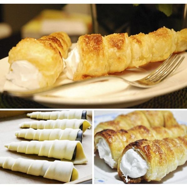 5 PCS Cone Roll Moulds Stainless Steel Spiral Nozzle Croissants Pastry Cream Horn Cake Mold (Large 12x3x3cm) - Image 7