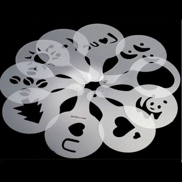 32 PCS Coffee Stencil Filter Coffee Maker Cappuccino Mold Templates Strew Flowers Pad Spray Art Baking Tools - Image 4