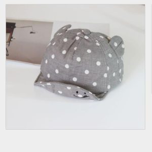 Cute Baby Hats Baby Boys Girls Kids Polka Dot Peak Hat Smiling Face Wave Point Baseball Cap Sunhat casquette enfant Baby Hat (Grey)
