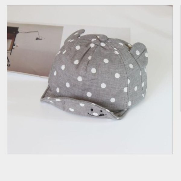Cute Baby Hats Baby Boys Girls Kids Polka Dot Peak Hat Smiling Face Wave Point Baseball Cap Sunhat casquette enfant Baby Hat (Grey) - Image 2