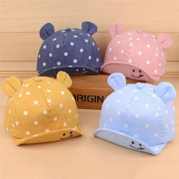 Cute Baby Hats Baby Boys Girls Kids Polka Dot Peak Hat Smiling Face Wave Point Baseball Cap Sunhat casquette enfant Baby Hat (Grey) - Image 3
