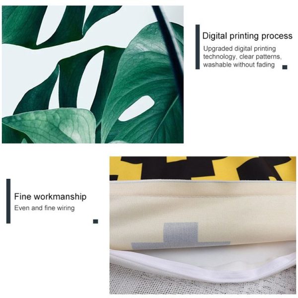 Tropical Plants Pillow Case Polyester Decorative Pillowcases Green Leaves Throw Pillow Cover Square 45CM x45CM (37) - Image 3