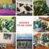 Tropical Plants Pillow Case Polyester Decorative Pillowcases Green Leaves Throw Pillow Cover Square 45CM x45CM (37) - Image 6