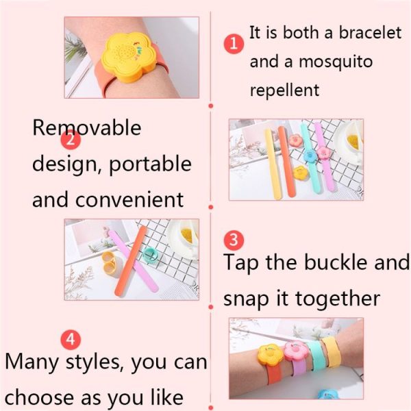 4 PCS Outdoor Portable Cartoon Mosquito Repellent Bracelet Anti-mosquito Snap Ring, Style: Popular Fruits - Image 4