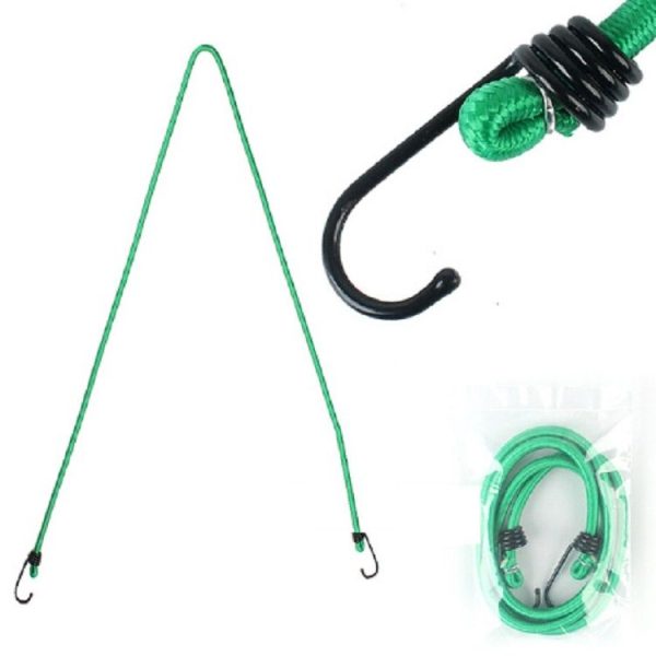 Outdoor Bundling Rope Elastic Tents Metal Buckle High Stretch Clothesline Camping Luggage Packing Hook (Single Hook Green) - Image 2
